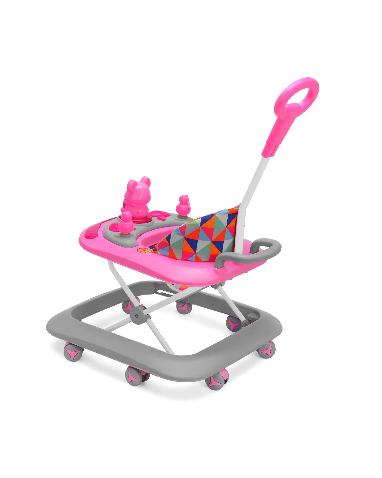 Milo Adjustable Led Light Baby Walker with Parent Push Handle, Colourful Activity Tray, Geometric Pattern Seat - Image 3