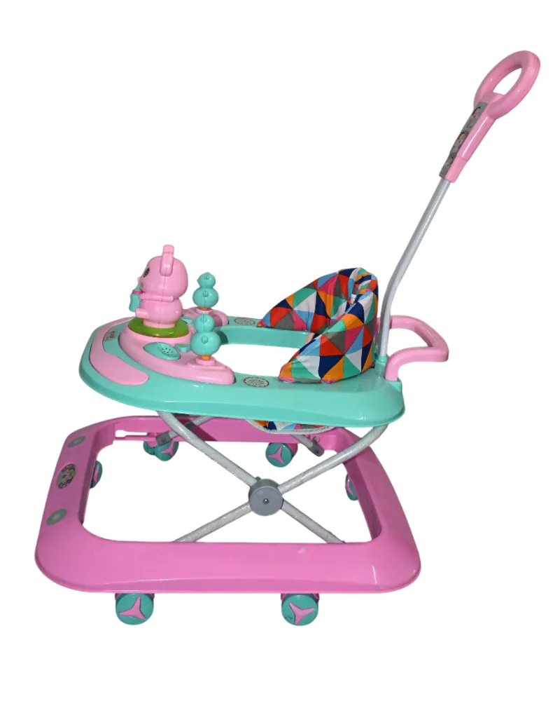 Milo Adjustable Baby Walker with Parent Push Handle, Colourful Activity Tray, Geometric Pattern Seat - Image 6